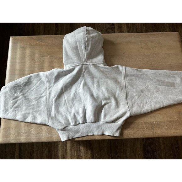 Aritzia TNA CozyAF Fleece Cropped Hoodie Sweatshirt in Heather Chrome Gray Small - Picture 6 of 7